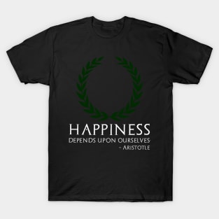 Ancient Greek Philosophy Aristotle Quote On Happiness T-Shirt